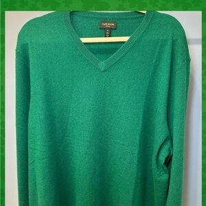 Club Room Men's Emerald cashmere V-Neck Sweater